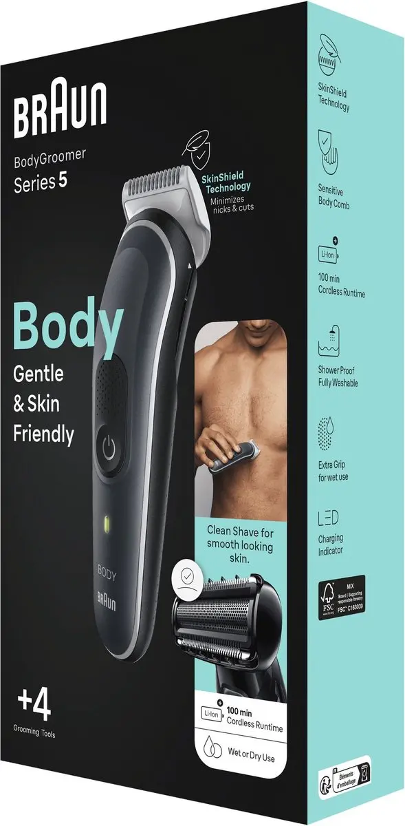 Braun Series 5 BG5360 Bodygroomer - 4 Mesjes - Grijs - afbeelding 6 van 6