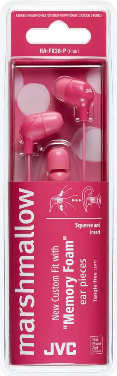 JVC HA-FX38M-P In-Ear Hoofdtelefoon