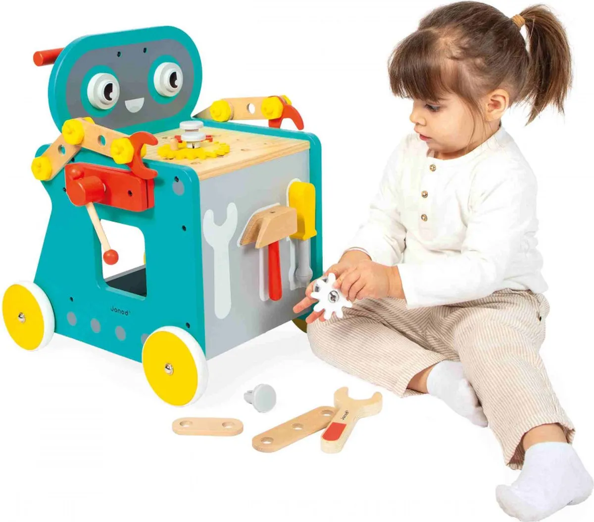Janod Brico'Kids Robot Trolley - 38 Accessoires - Multicolor - afbeelding 6 van 6