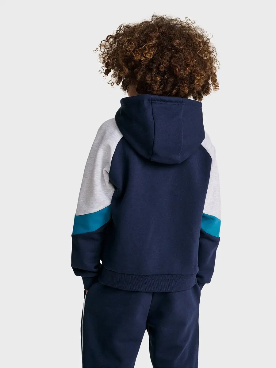 Hummel Hmljr Loose Blocked Zip Hoodie 229750 - 104 Dress Blues - afbeelding 6 van 6