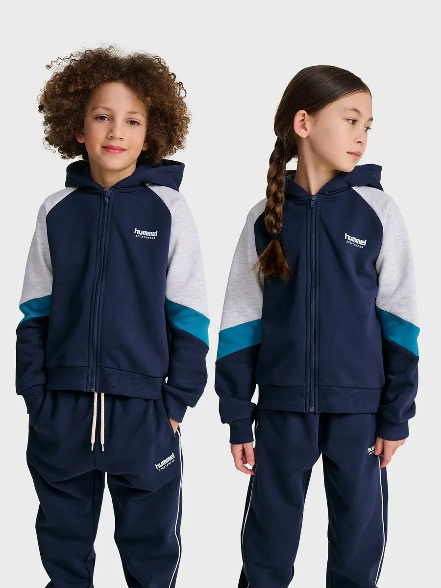 Hummel Hmljr Loose Blocked Zip Hoodie 229750 - 104 Dress Blues
