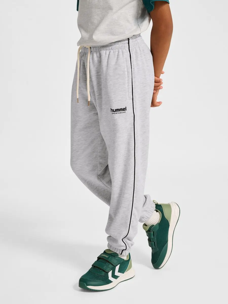 Hummel Kinderjoggingbroek HMLJR Loose Piping 229753 - Light Grey Melange/Black