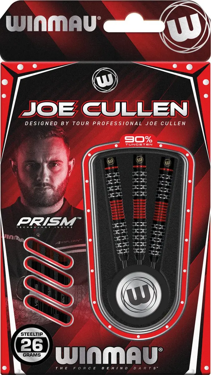 Winmau Joe Cullen Special Edition Dartpijlen 3-delig - Zwart/Zilver/Rood