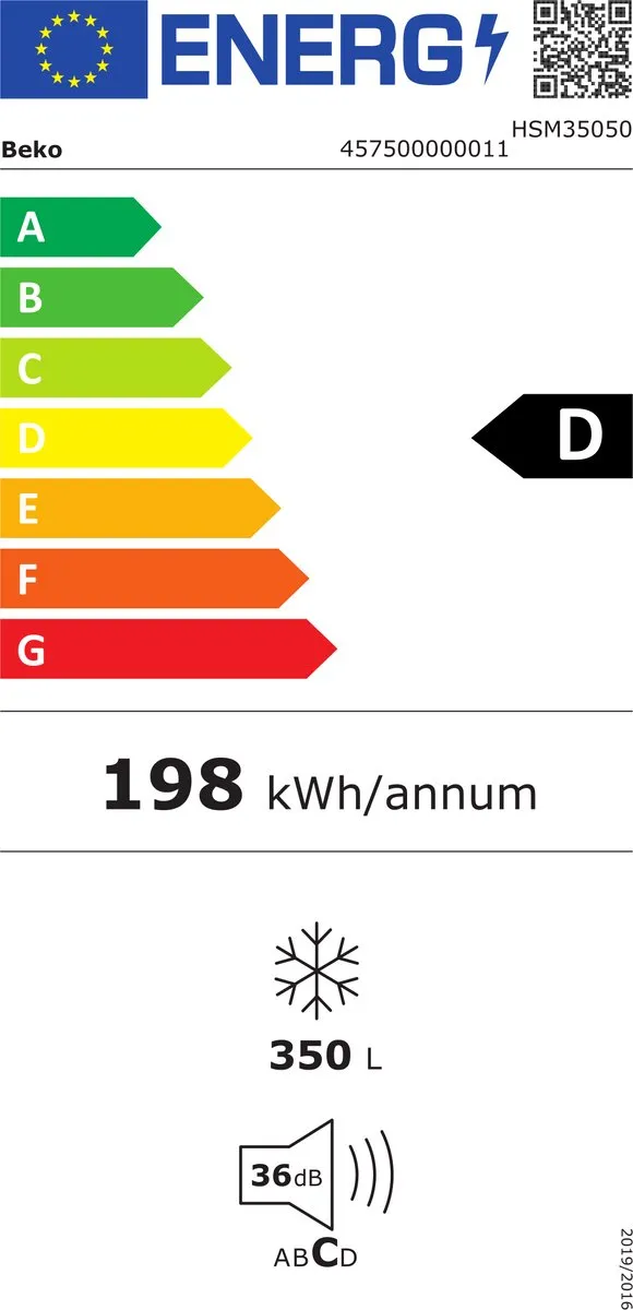 Beko HSM35050 Vriezer - 350L - 22 kg/24u - Wit