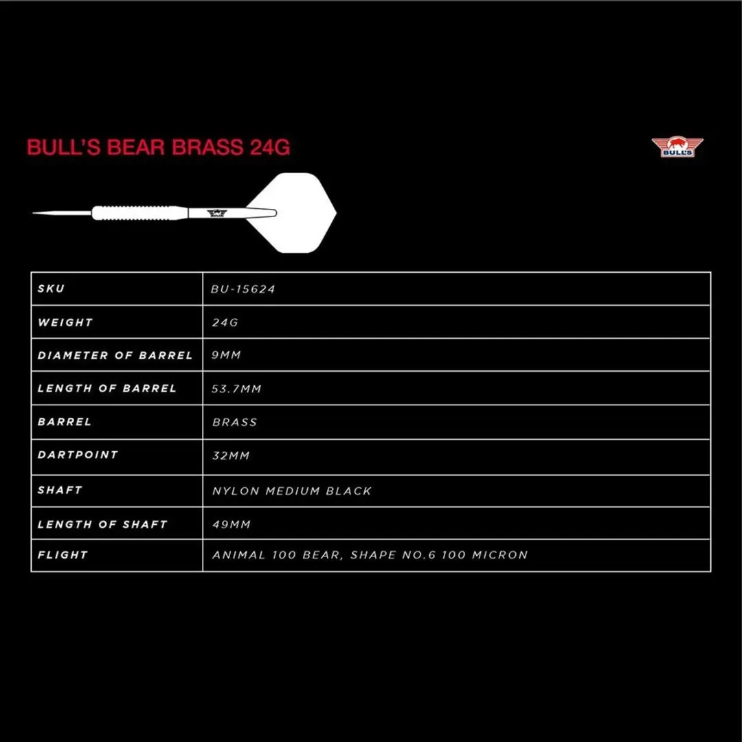 Bull's Bear Brass Dartpijlen 24g - Goud - 3 Stuks