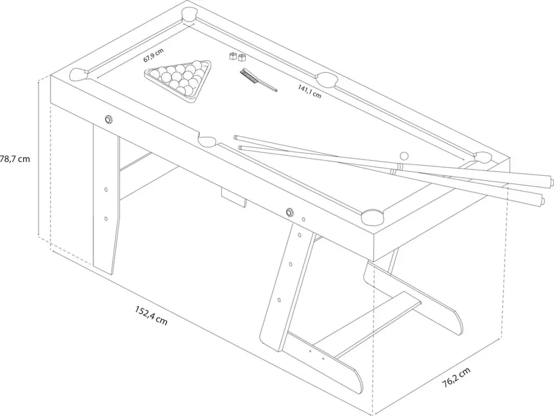 Cougar Hustle L Opklapbare Pooltafel 153x76cm - Groen Zwart