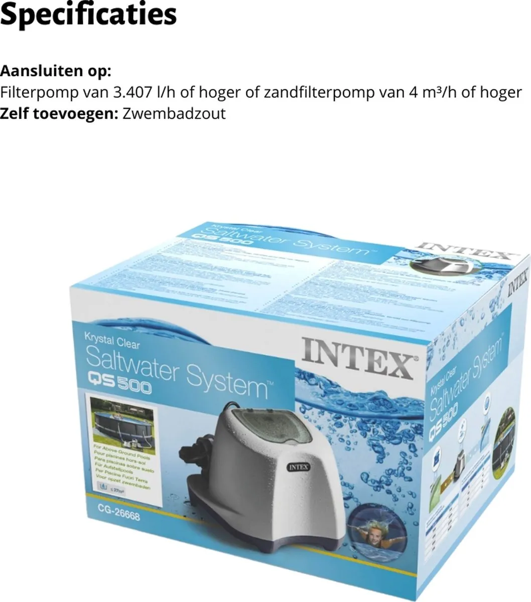 Intex QS500 Zoutwatersysteem 26.500L - 38mm - Wit