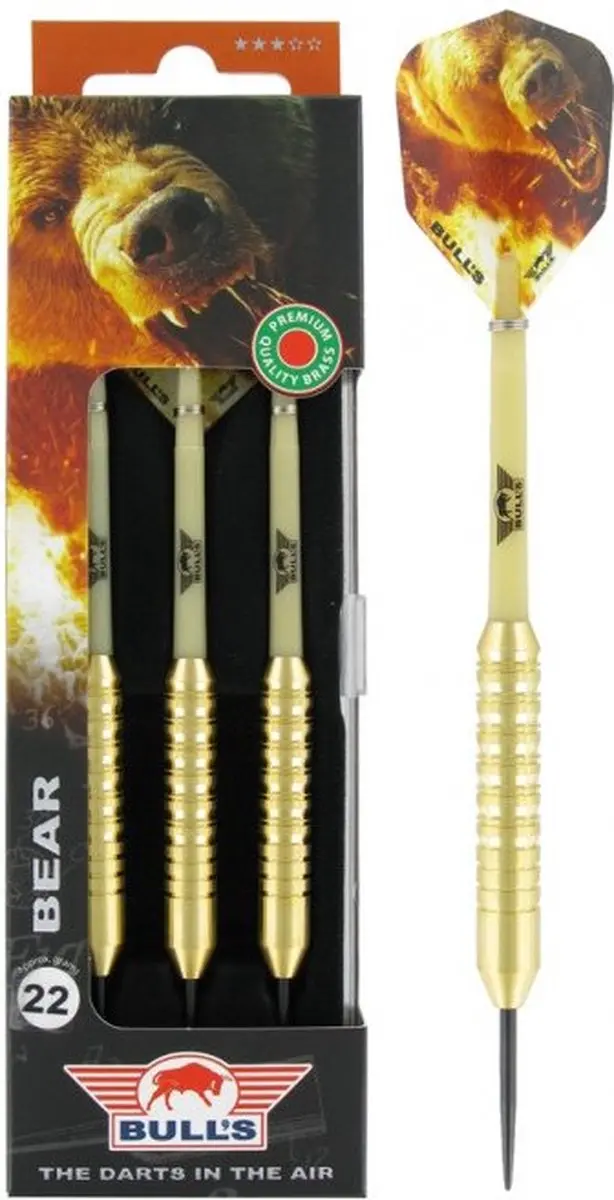 Bull's Brass Bear Dartpijlen 22g - Goud - 3 Stuks