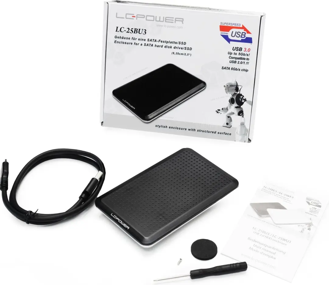 LC Power 2.5" SATA Externe Behuizing LC-25BU - Zwart