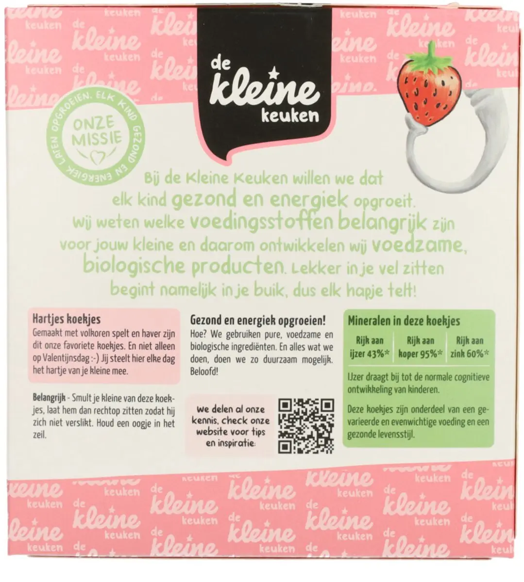 De Kleine Keuken Bio Hartjeskoekjes Aardbei - 20 Stuks