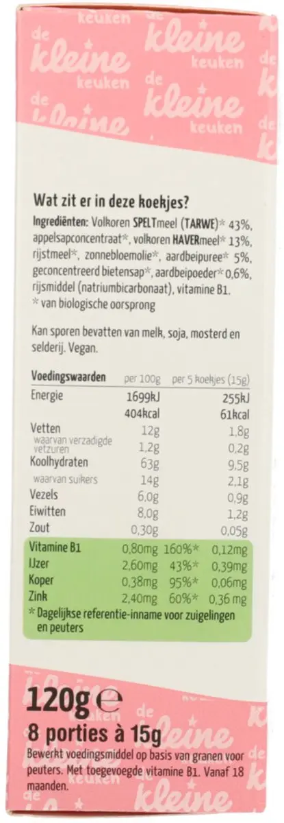 De Kleine Keuken Bio Hartjeskoekjes Aardbei - 20 Stuks
