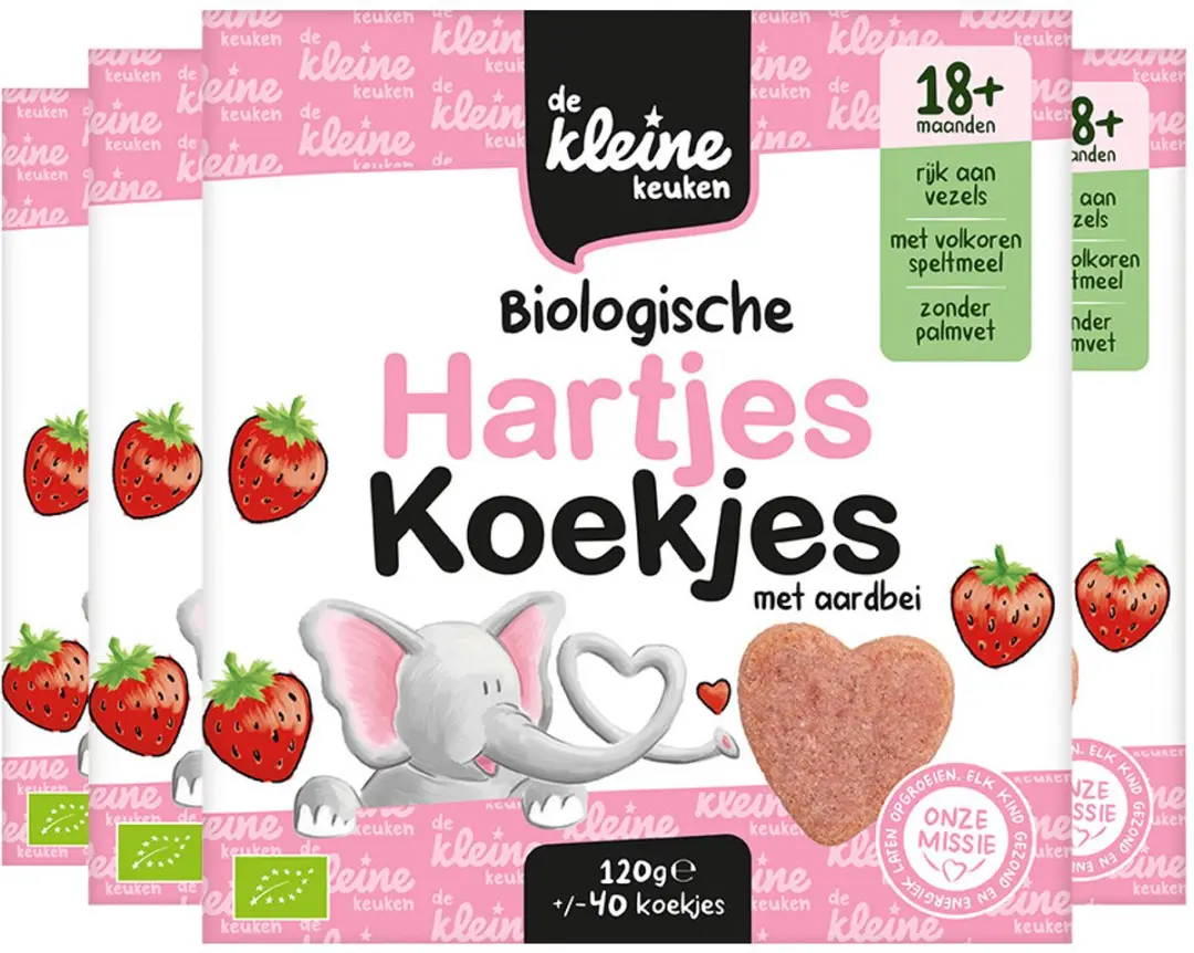 De Kleine Keuken Bio Hartjeskoekjes Aardbei