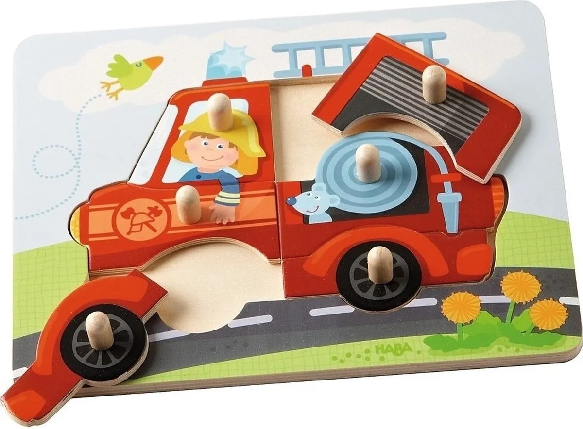 Haba Brandweer Inlegpuzzel 10 Stuks - Multicolor