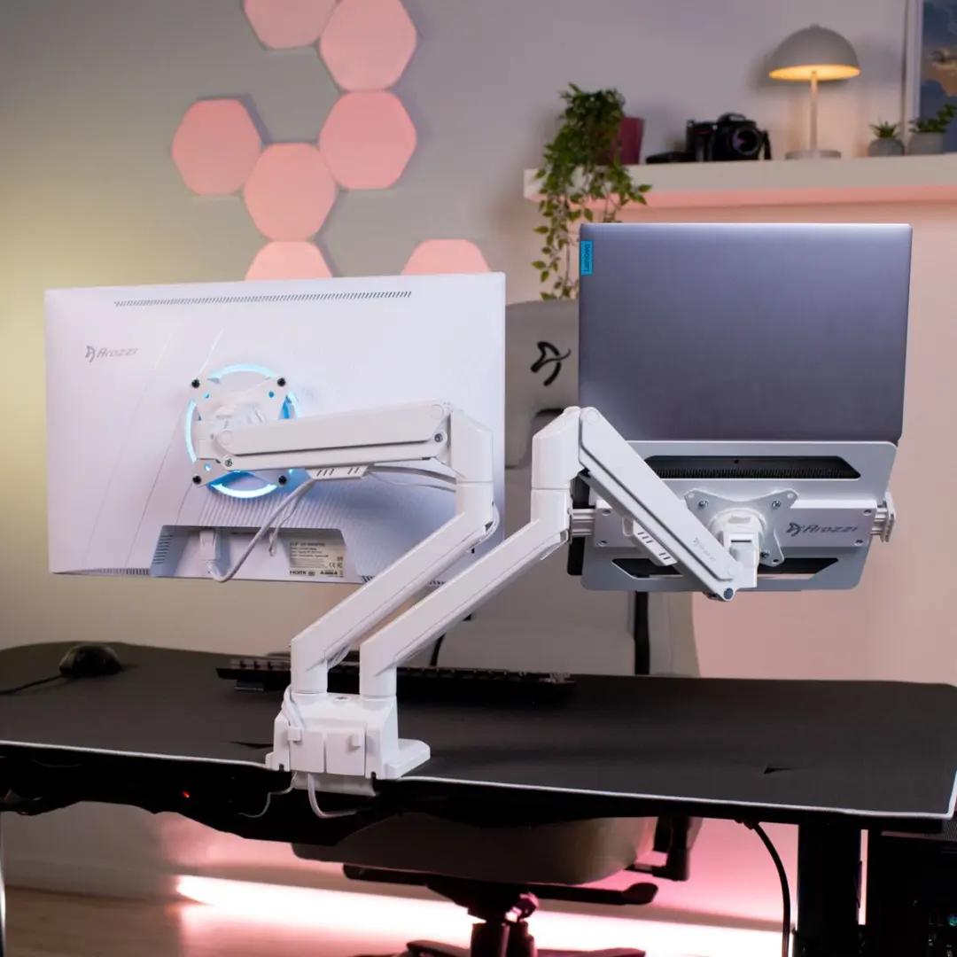 Arozzi Alzare Neo Dubbele Monitorarm - Wit