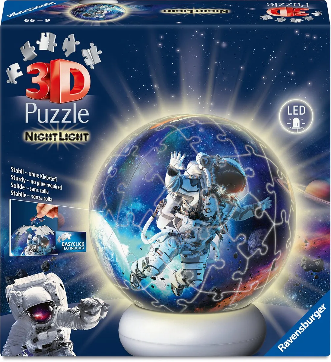 Ravensburger Astronauten 3D Puzzle-Ball Nachtlicht 73 Stukjes