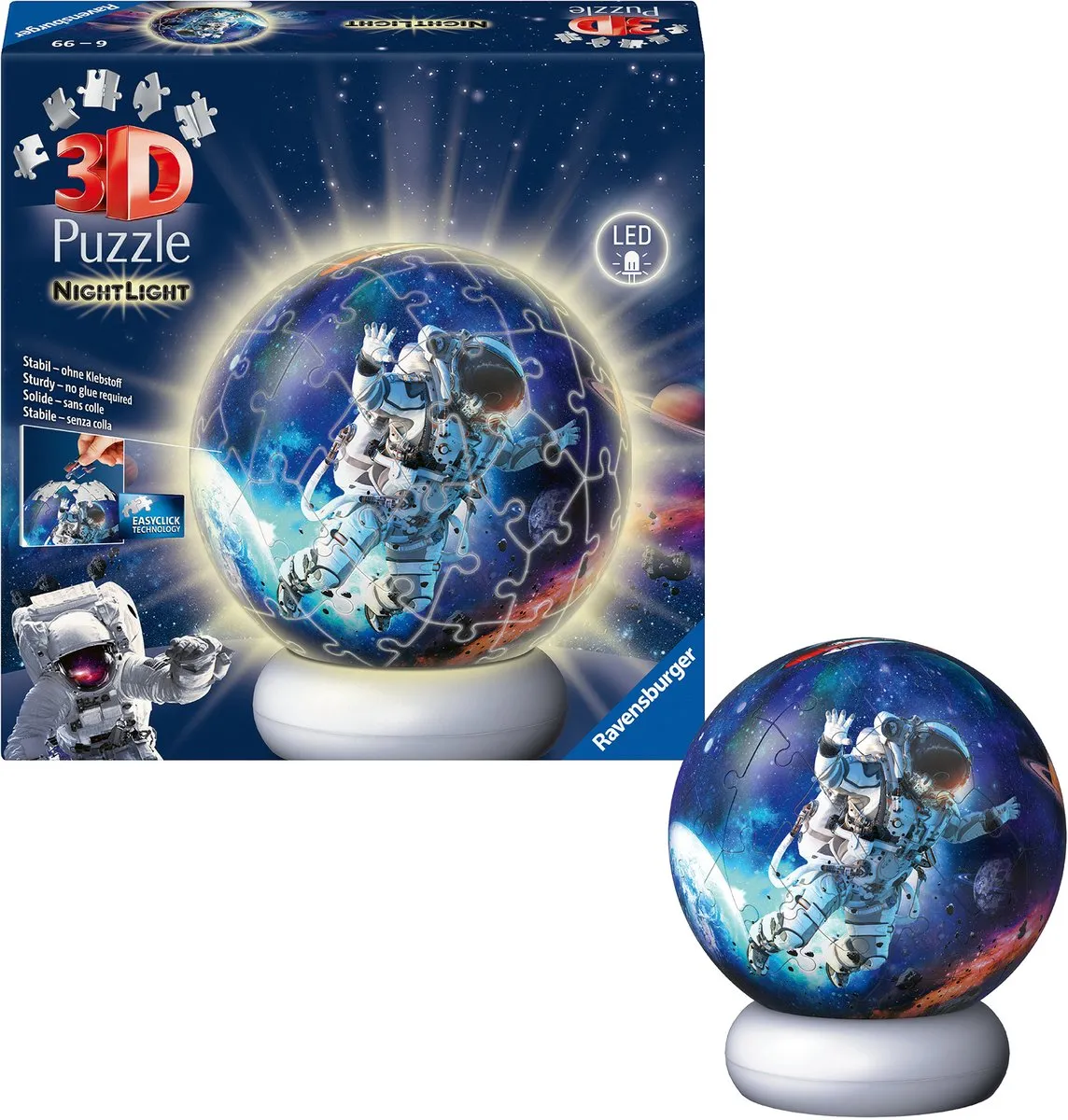 Ravensburger Astronauten 3D Puzzle-Ball Nachtlicht 73 Stukjes