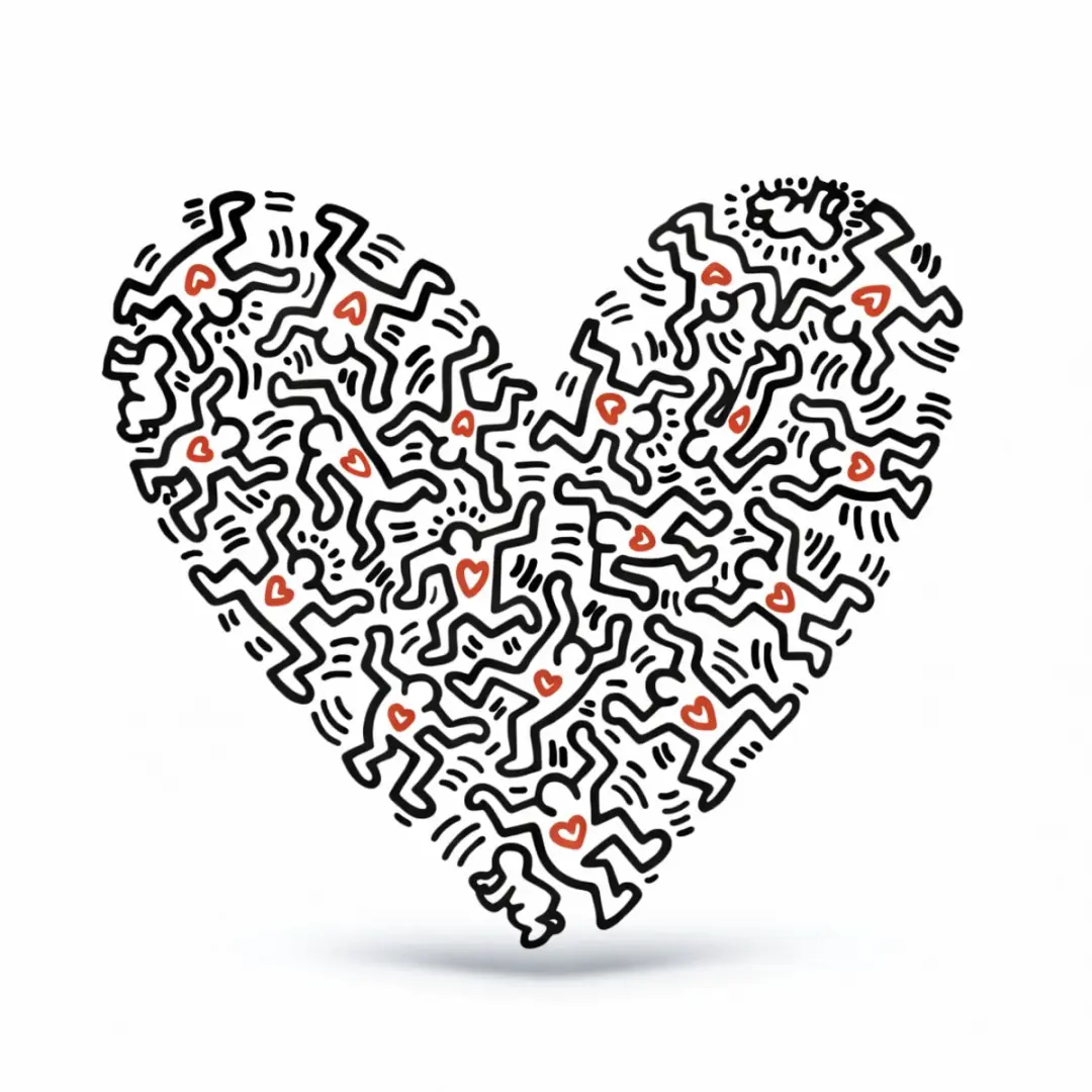 EMINENT Keith Haring Mousepad - Zwart/Rood/Wit