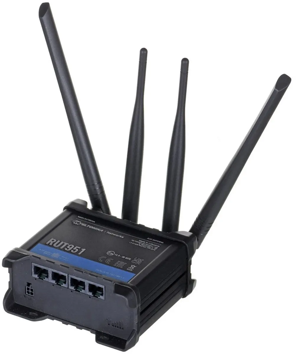 Teltonika RUT951 Industriële Router - 4x Ethernet - Dual SIM - Zwart