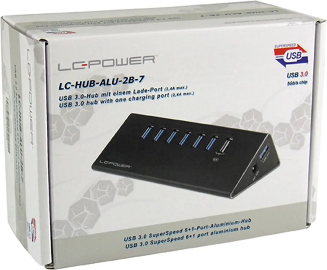 LC Power LC-HUB-ALU-2B-7 USB 3.0 Hub 6-Poorts