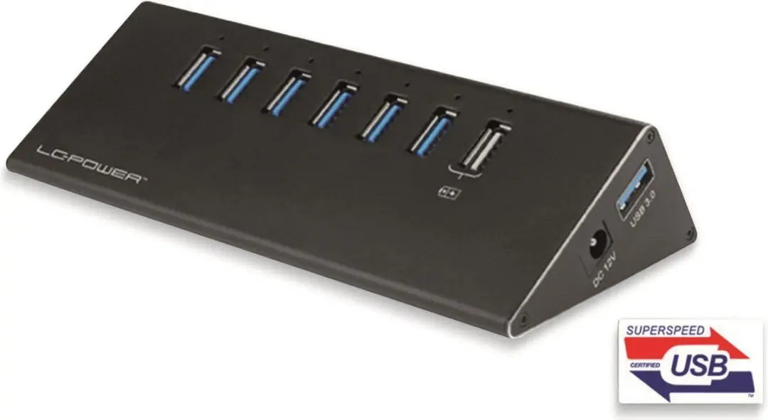 LC Power LC-HUB-ALU-2B-7 USB 3.0 Hub 6-Poorts - Zwart