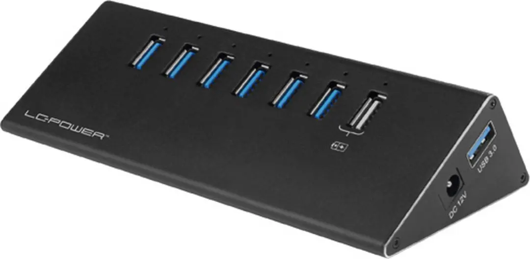 LC Power LC-HUB-ALU-2B-7 USB 3.0 Hub 6-Poorts - Zwart