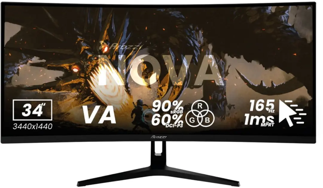 Arozzi Nova 34" Curved Gaming Monitor UWQHD 165Hz