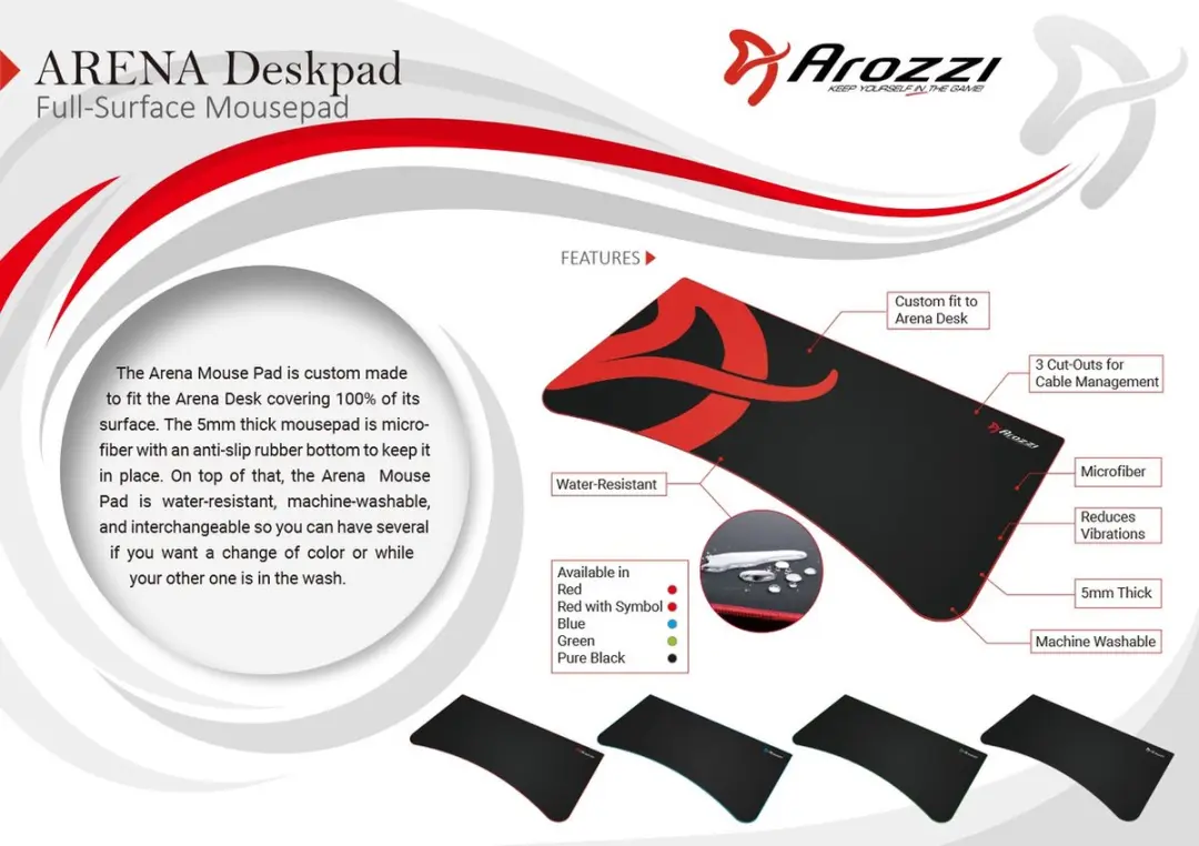 Arozzi Arena Gaming Muismat Diepzwart 160cm