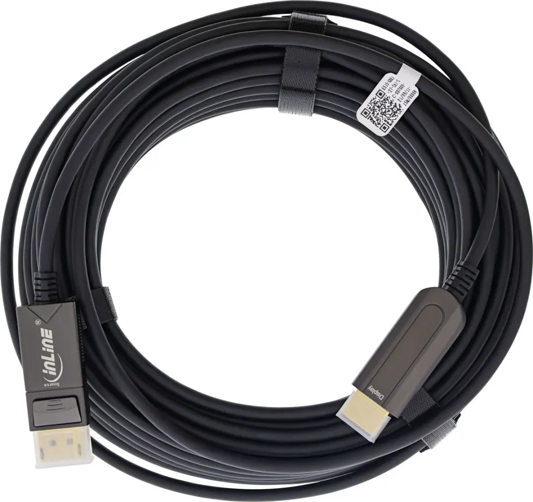 InLine DisplayPort naar HDMI AOC-kabel 4K/60Hz - 50m - Zwart