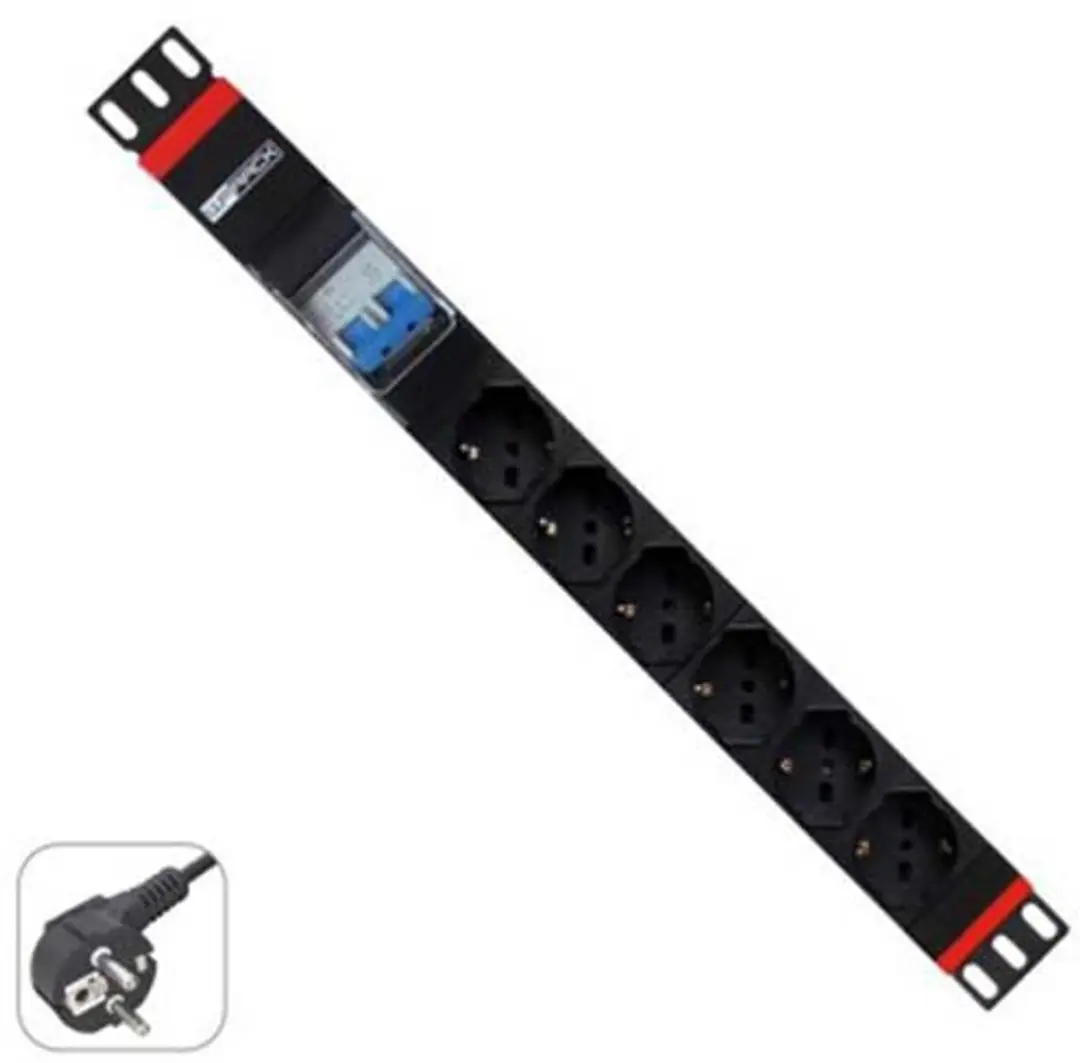 WP WPN-PDU-G02-06 Schuko 6-voudige Multi-socket - 1U - Zwart