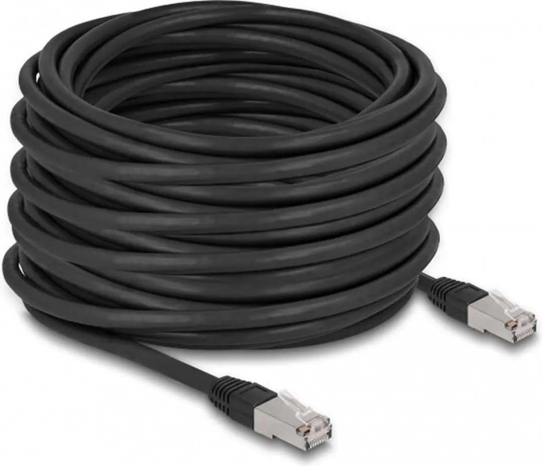 Delock RJ45 Cat.6A S/FTP PE Kabel - 20m - Zwart