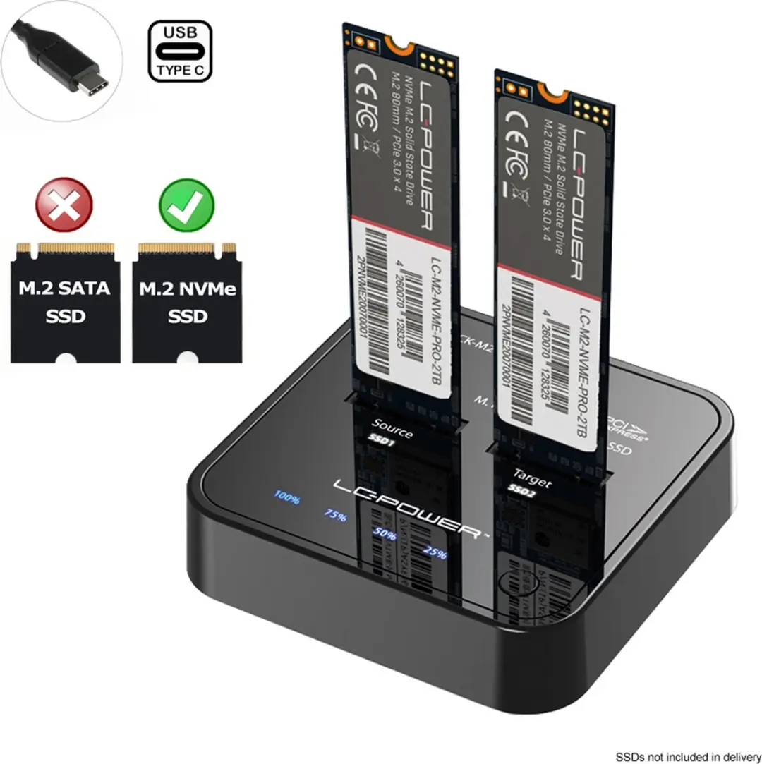 LC Power DOCK-M2-NVME Dual M.2 NVMe SSD Docking Station