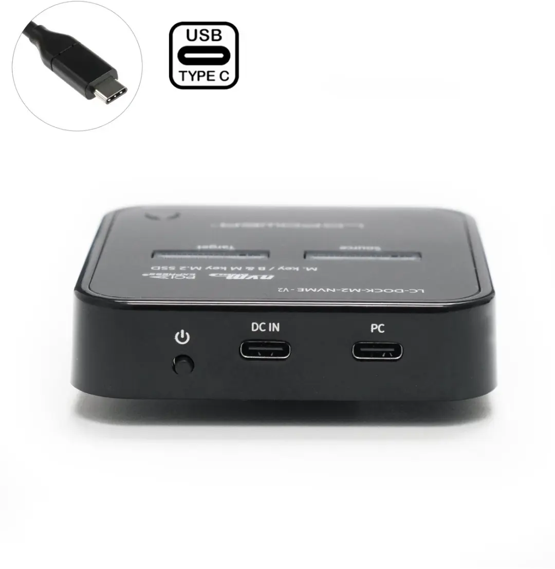 LC Power DOCK-M2-NVME Dual M.2 NVMe SSD Docking Station - Zwart