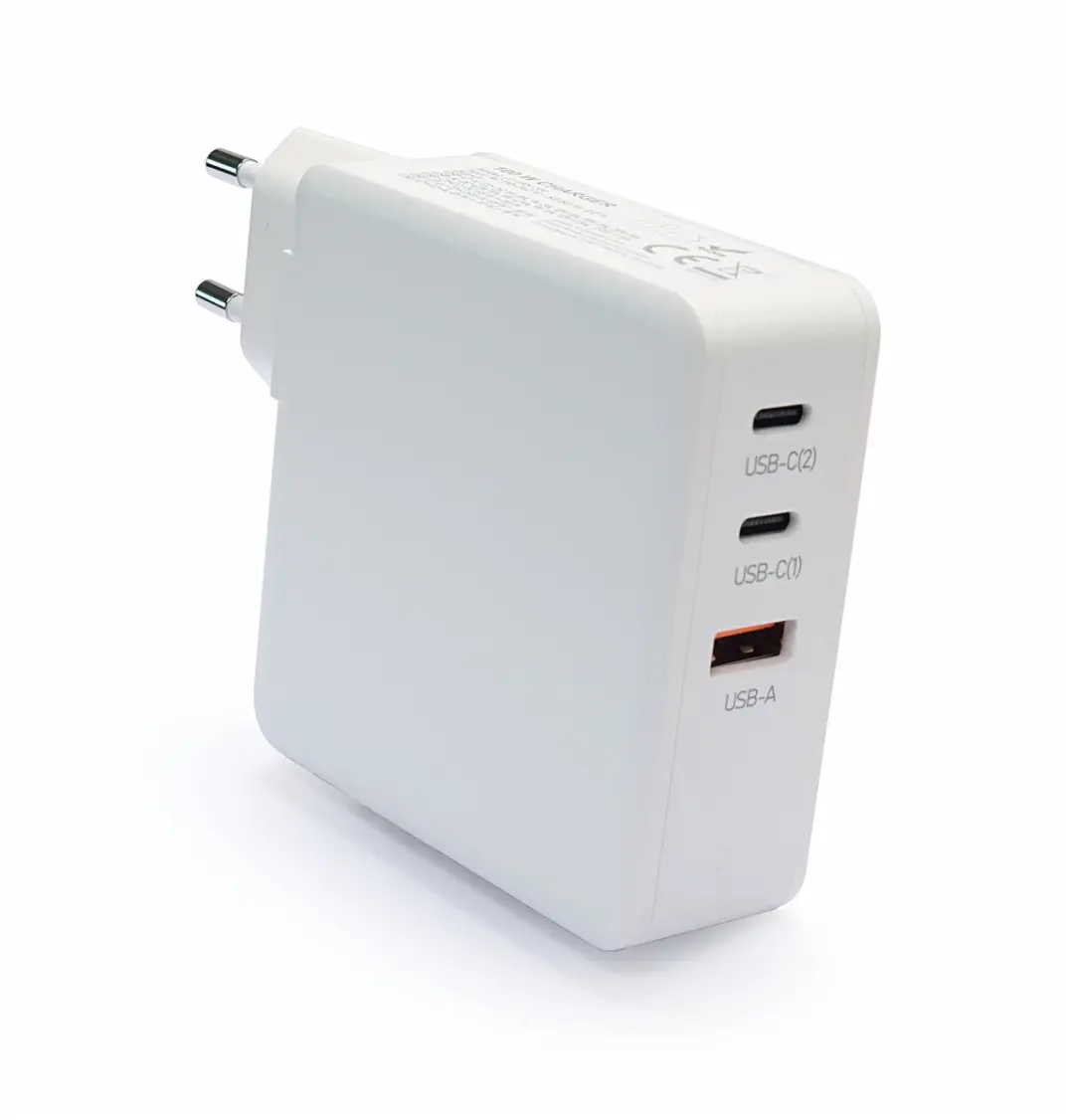 LC Power LC-GAN-100 GaN Laptop Snellader 100W - 2x USB-C, 1x USB-A - Wit