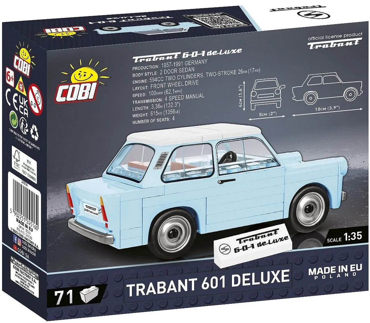 Cobi Trabant 601 Deluxe COBI-24516 - 71 Onderdelen - Meerkleurig