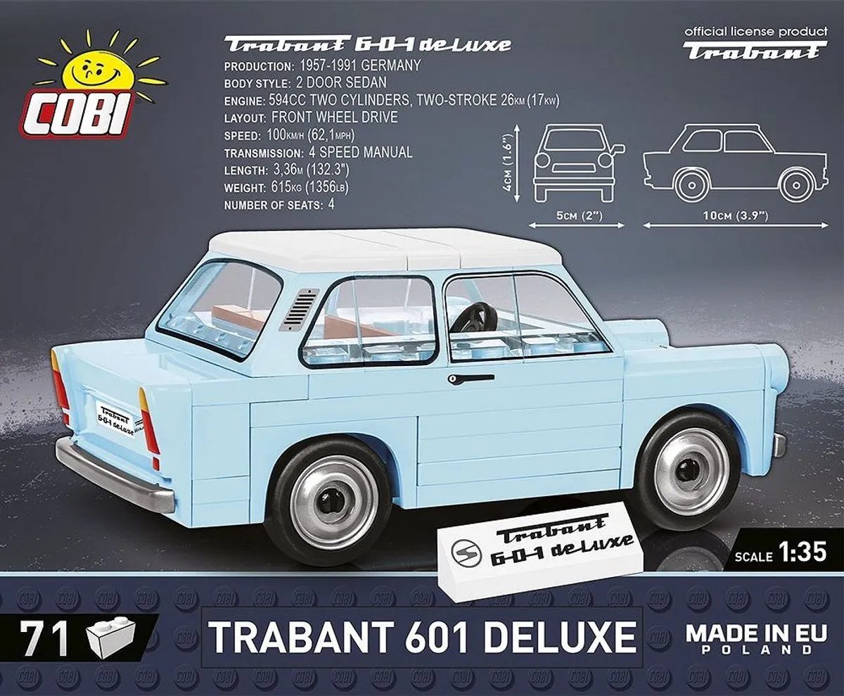 Cobi Trabant 601 Deluxe COBI-24516 - 71 Onderdelen - Meerkleurig