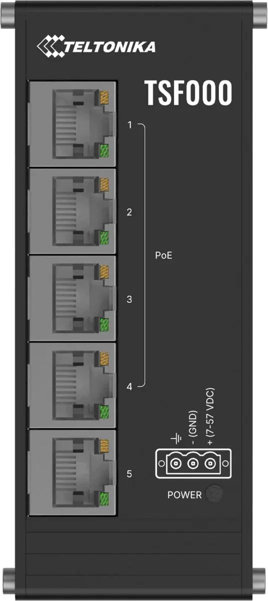 Teltonika TSF000 Industriële PoE+ Switch 5x Fast Ethernet