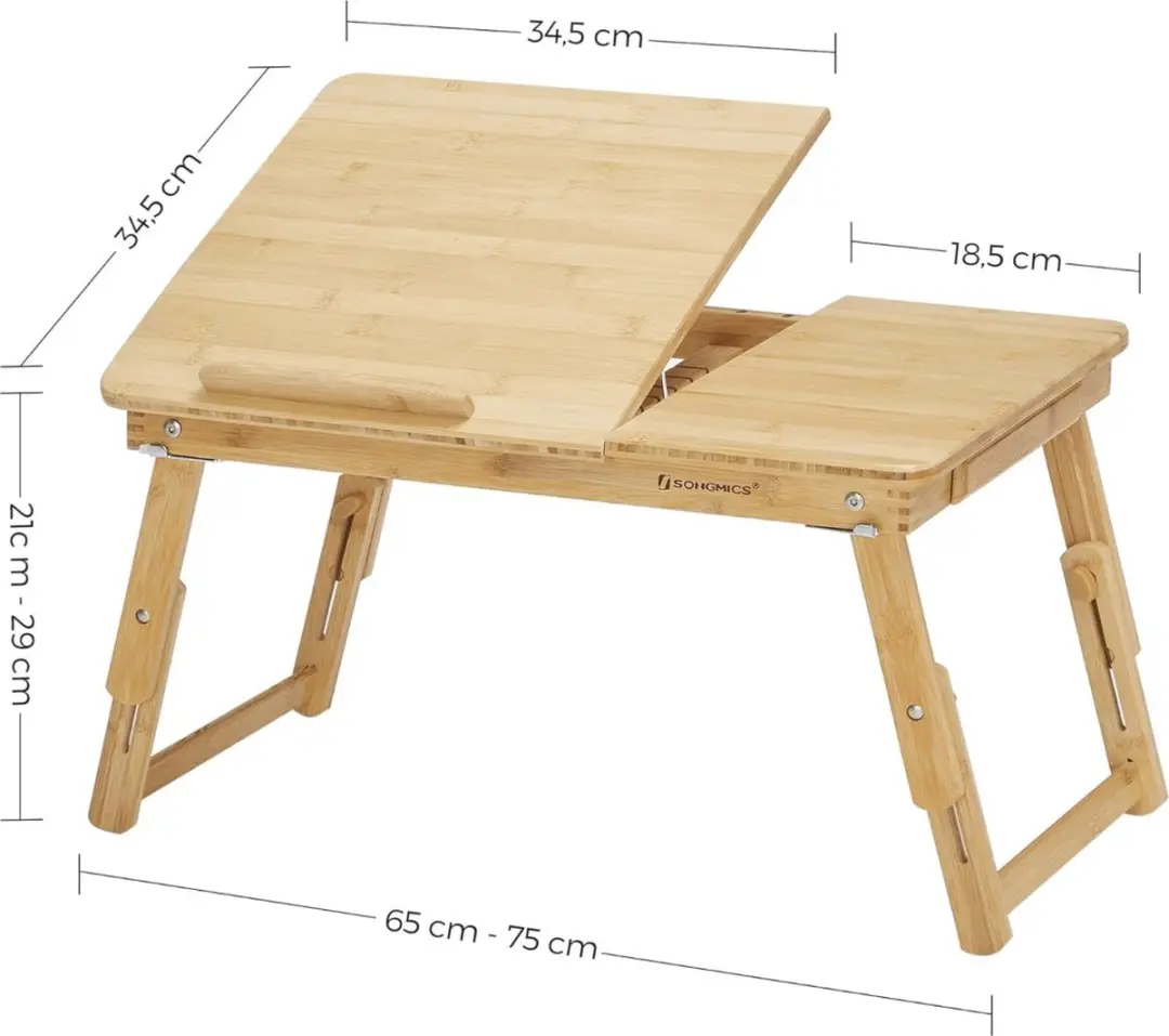 Songmics Bamboe Laptoptafel - Hoogteverstelbaar inklapbaar