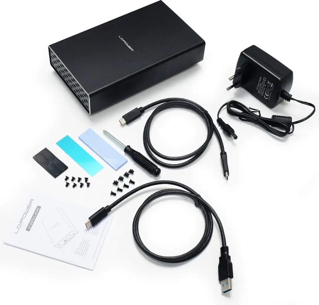 LC Power LC-Dock-C-35-M2 USB-C Docking Station - 3,5" HDD/NVMe M.2 Kloner - Zwart