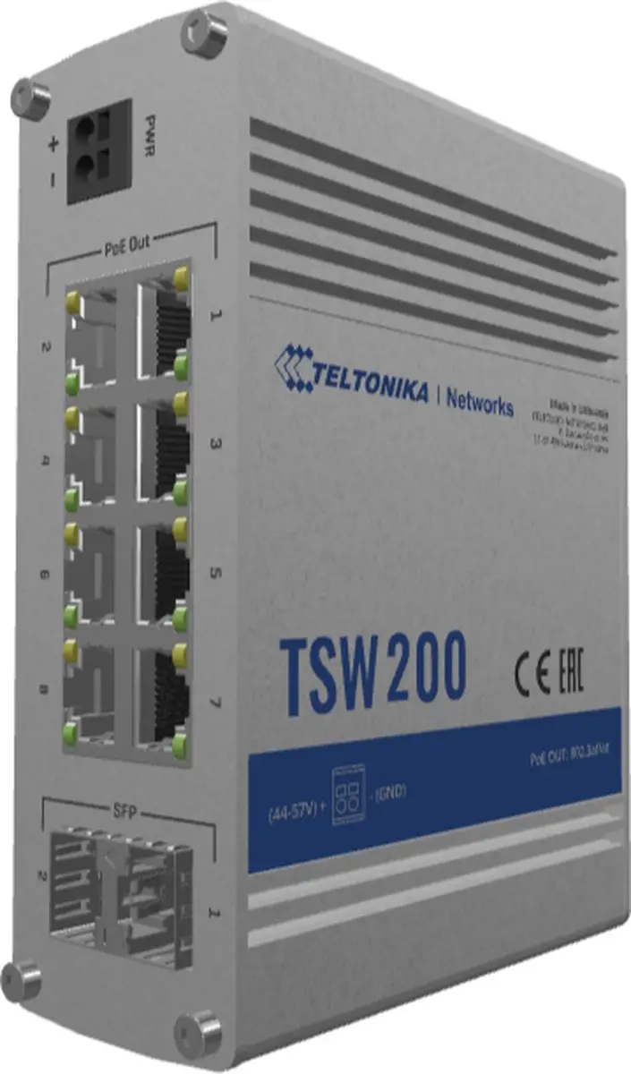 Teltonika TSW200 Unmanaged Switch 8x PoE 240W - Aluminium