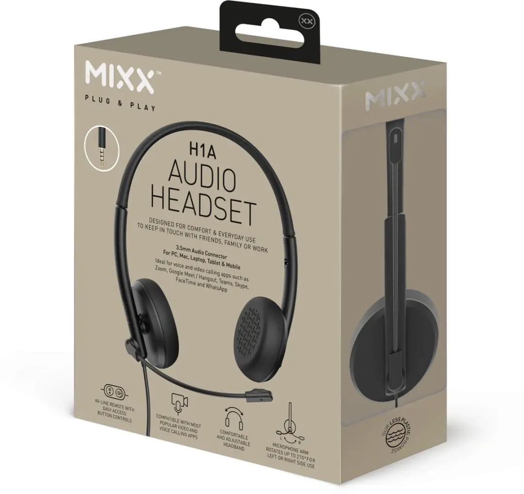 Mixx H1A Bedrade Headset - 3,5mm - Zwart - afbeelding 6 van 6