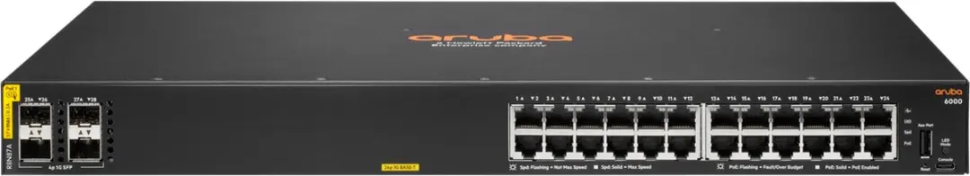 HPE R8N87A Switch - 24x PoE 370W 6x RJ45 4x SFP - Zwart