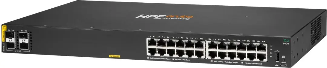 HPE R8N87A Switch - 24x PoE 370W 6x RJ45 4x SFP - Zwart