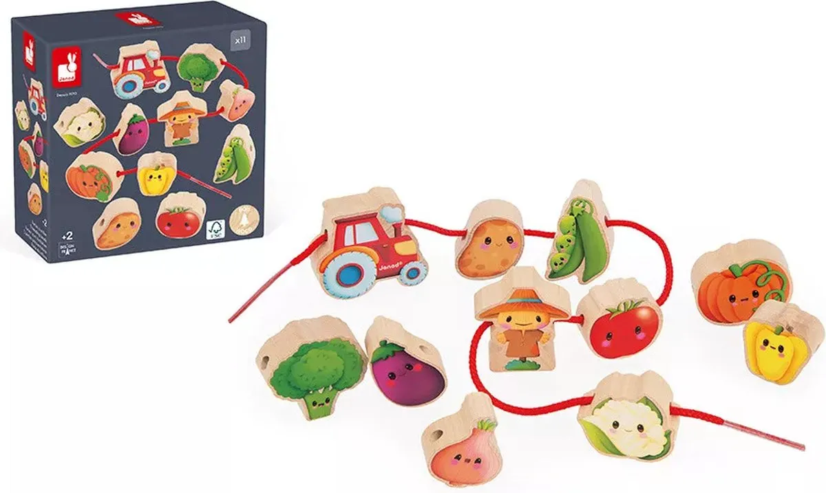 Janod Boerderij Rijgkralen Moestuin Set 11-delig