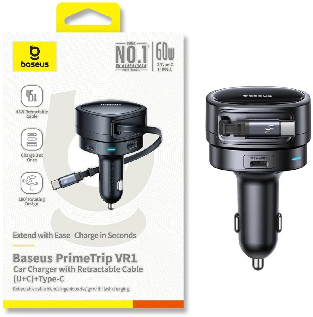 Baseus Prime Trip VR1 60W Oplader - Zwart