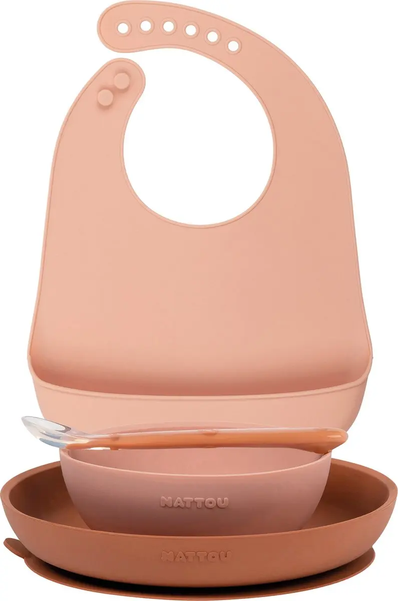 Nattou Siliconen Servies 4-delig Roze