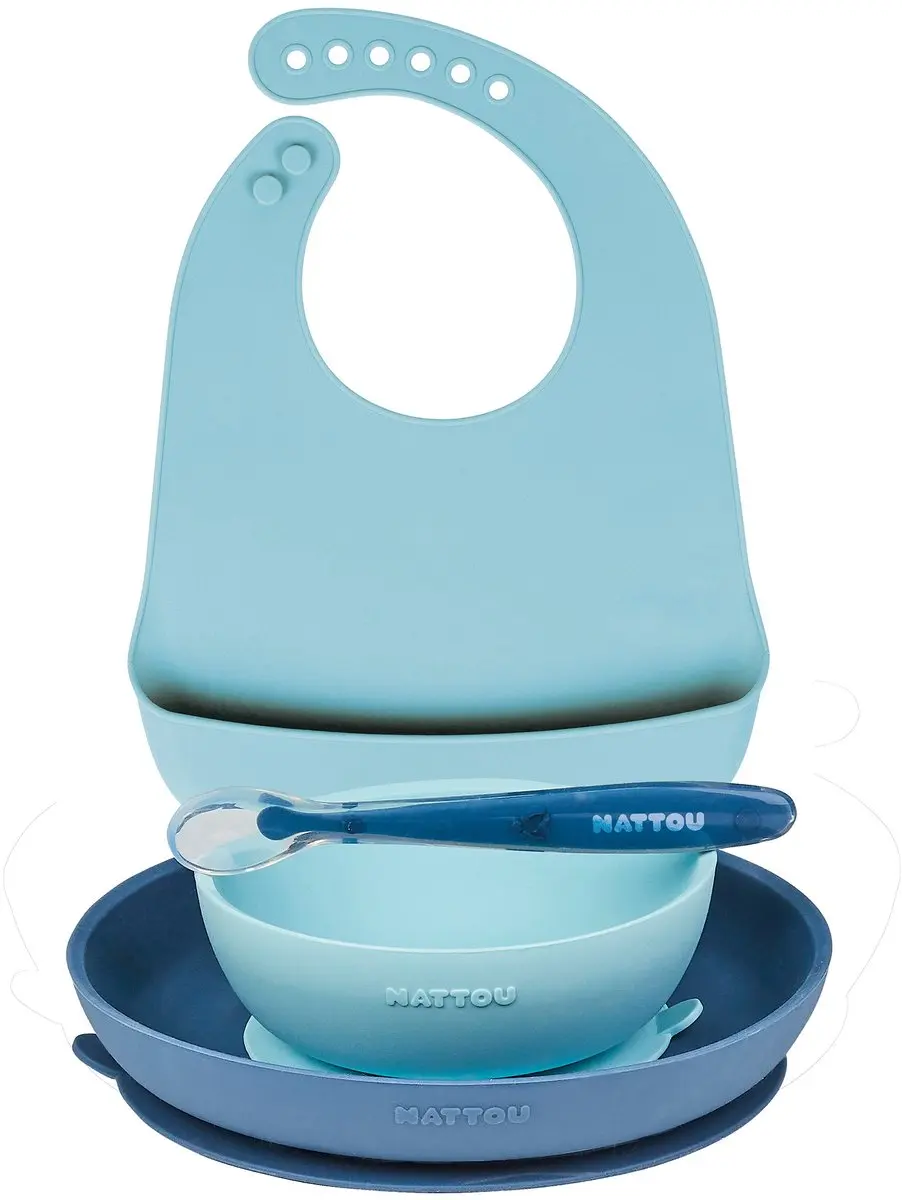 Nattou Siliconen Servies 4-delig Roze - Bord Kom Lepel