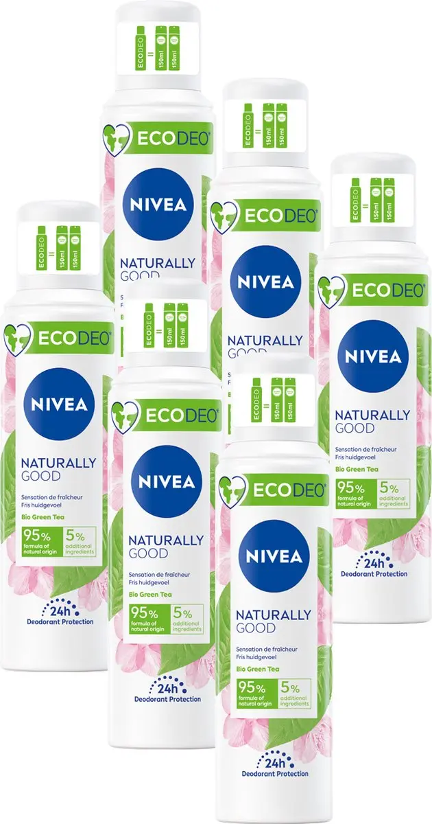 NIVEA Ecodeo Naturally Good Deodorant Spray Groene Thee 6x125ml