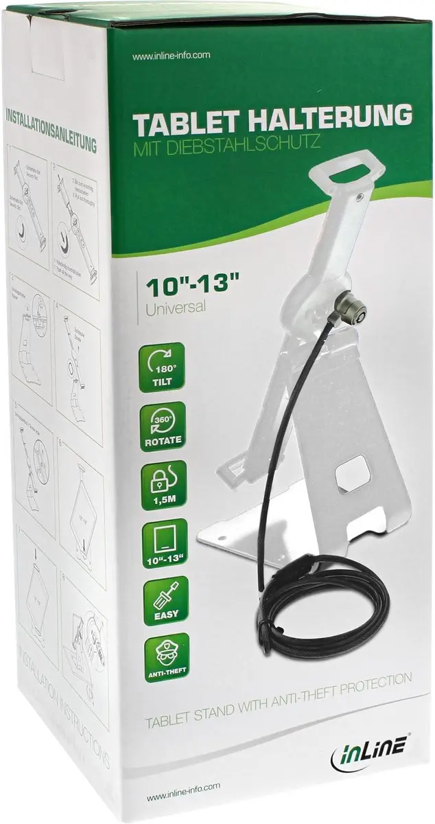 InLine Tablet Tafelstandaard 10-13" - Diefstalbeveiliging - Grijs