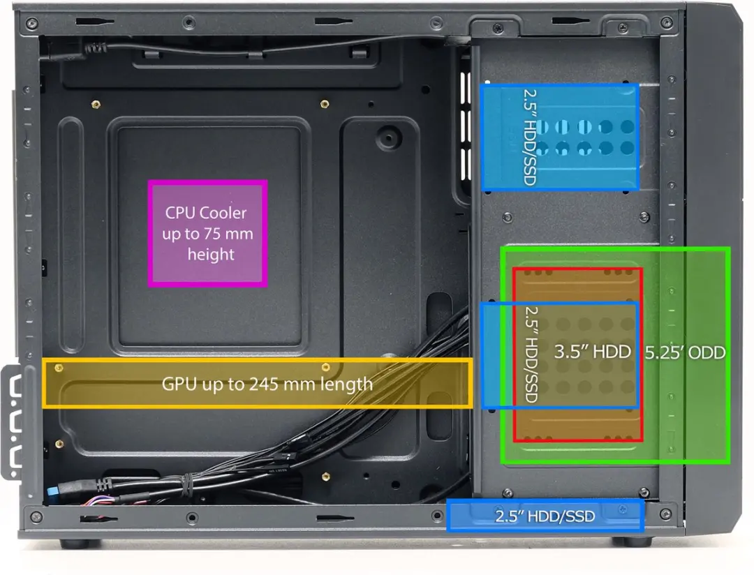 LC Power Micro-ATX Mini-ITX Slimline PC Behuizing 300W - Zwart