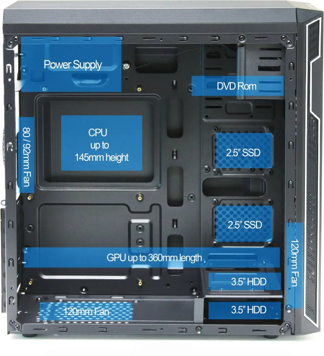 LC Power 7038B Midi Tower - Zwart